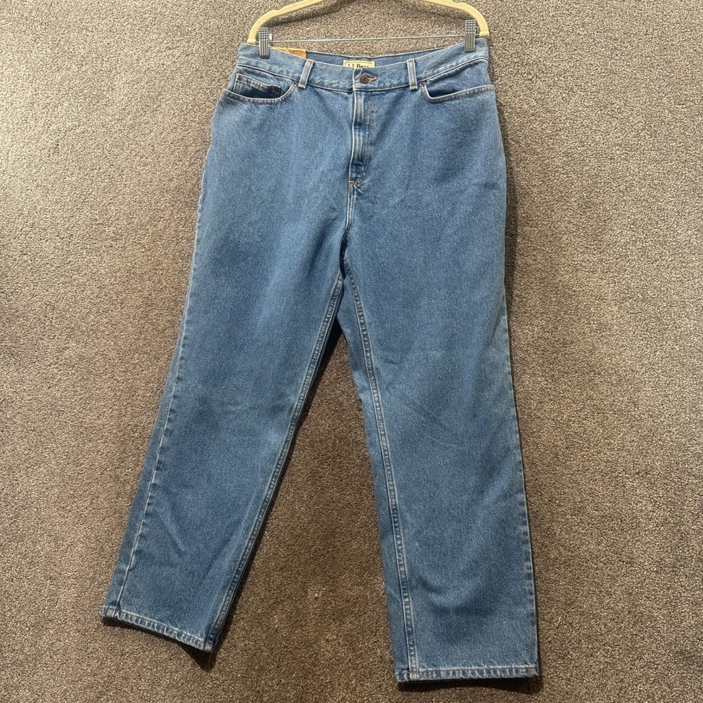 LL Bean Jeans Women 16P Classic Fit Curvy Straight Leg High Rise Blue Denim